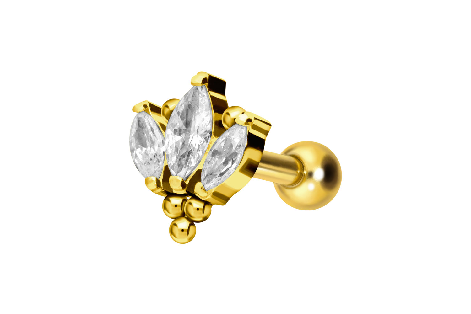 Titan Ohrpiercing mit Innengewinde LOTUSBLÜTE + KUGELN